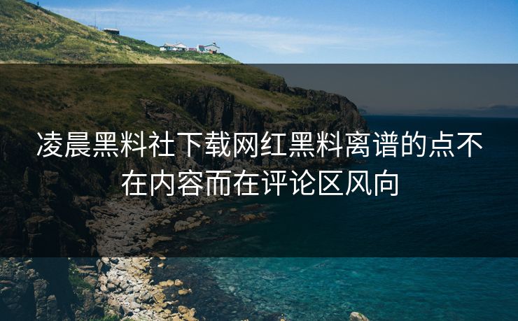 凌晨黑料社下载网红黑料离谱的点不在内容而在评论区风向
