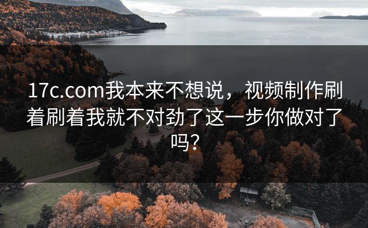 17c.com我本来不想说，视频制作刷着刷着我就不对劲了这一步你做对了吗？
