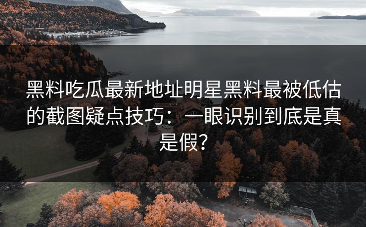 黑料吃瓜最新地址明星黑料最被低估的截图疑点技巧：一眼识别到底是真是假？
