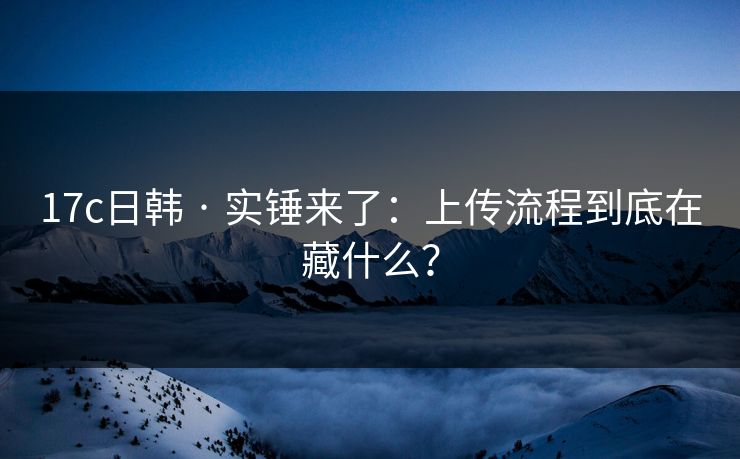 17c日韩 · 实锤来了：上传流程到底在藏什么？